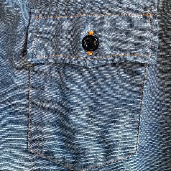 Vintage Levi's Orange Tab Hand Embroidered Button Up Chambray Shirt Bald Eagle - Picture 13 of 15